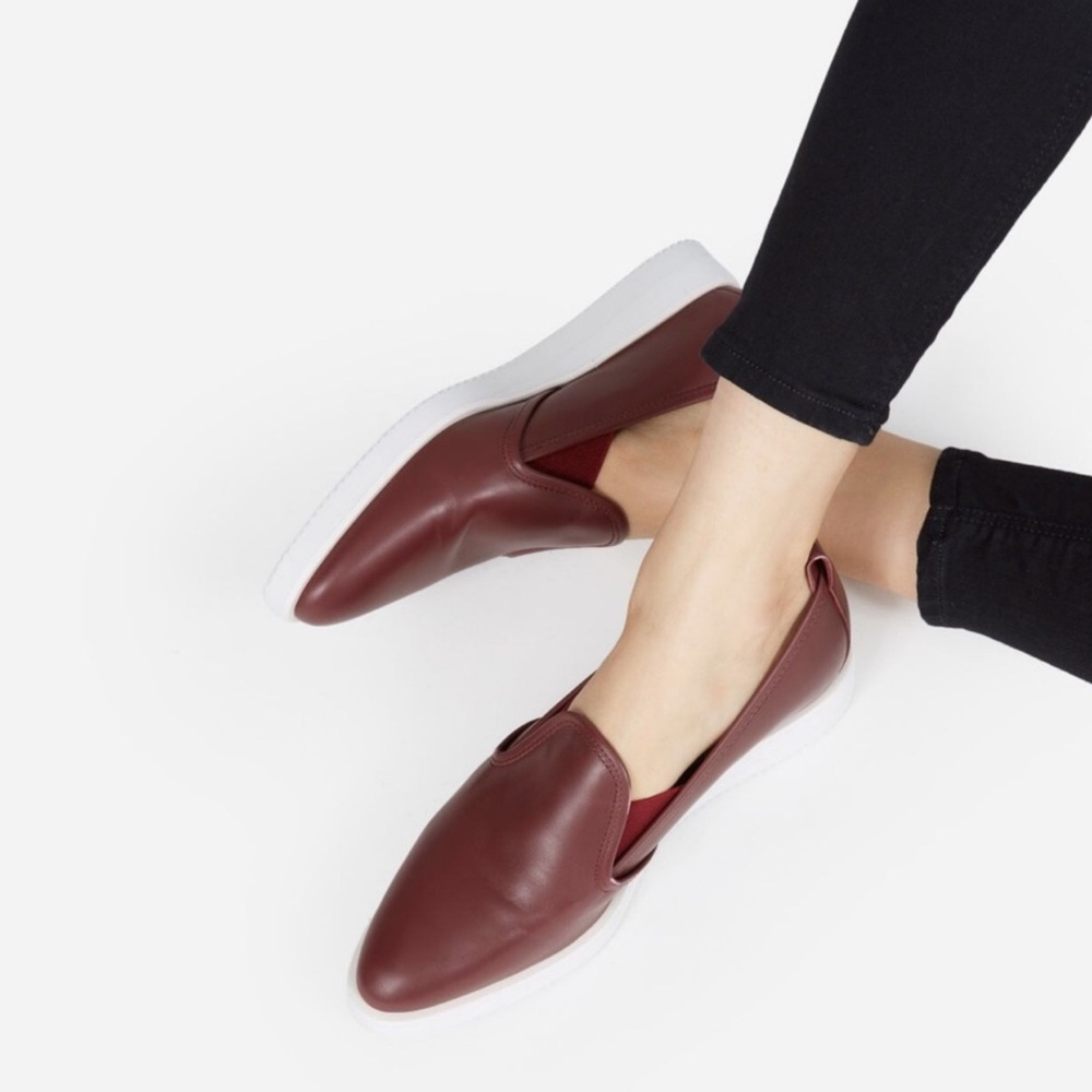 Everlane Maroon Slip-On Flats street shoe modern loafer sz 9